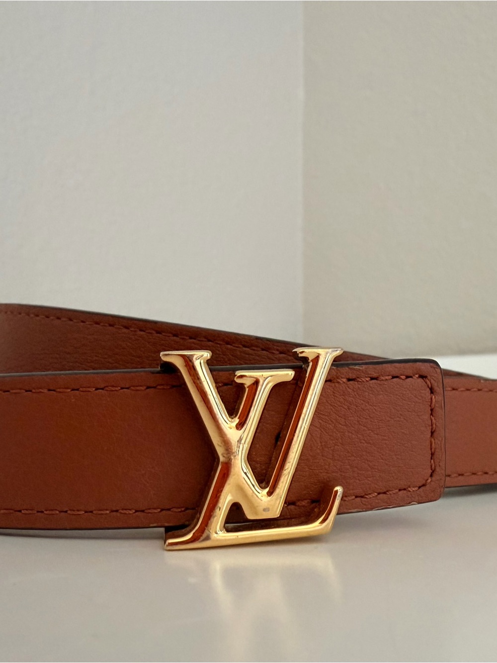 Louis Vuitton LV Initiales Reversible Monogram Leather Belt 85/34 Brown Gold